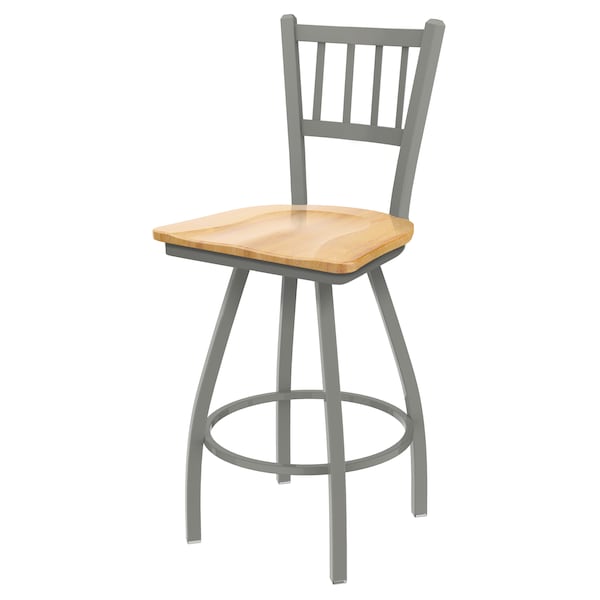 36" Swivel Bar Stool, Nickel Finish, Nat Maple Seat